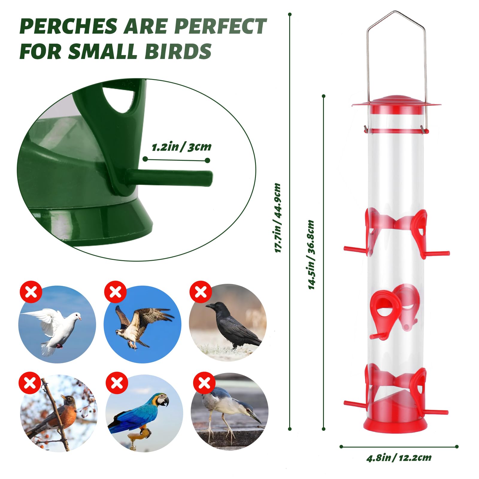 MIXXIDEA feeder next to hand showing 18.5-inch scale and portability