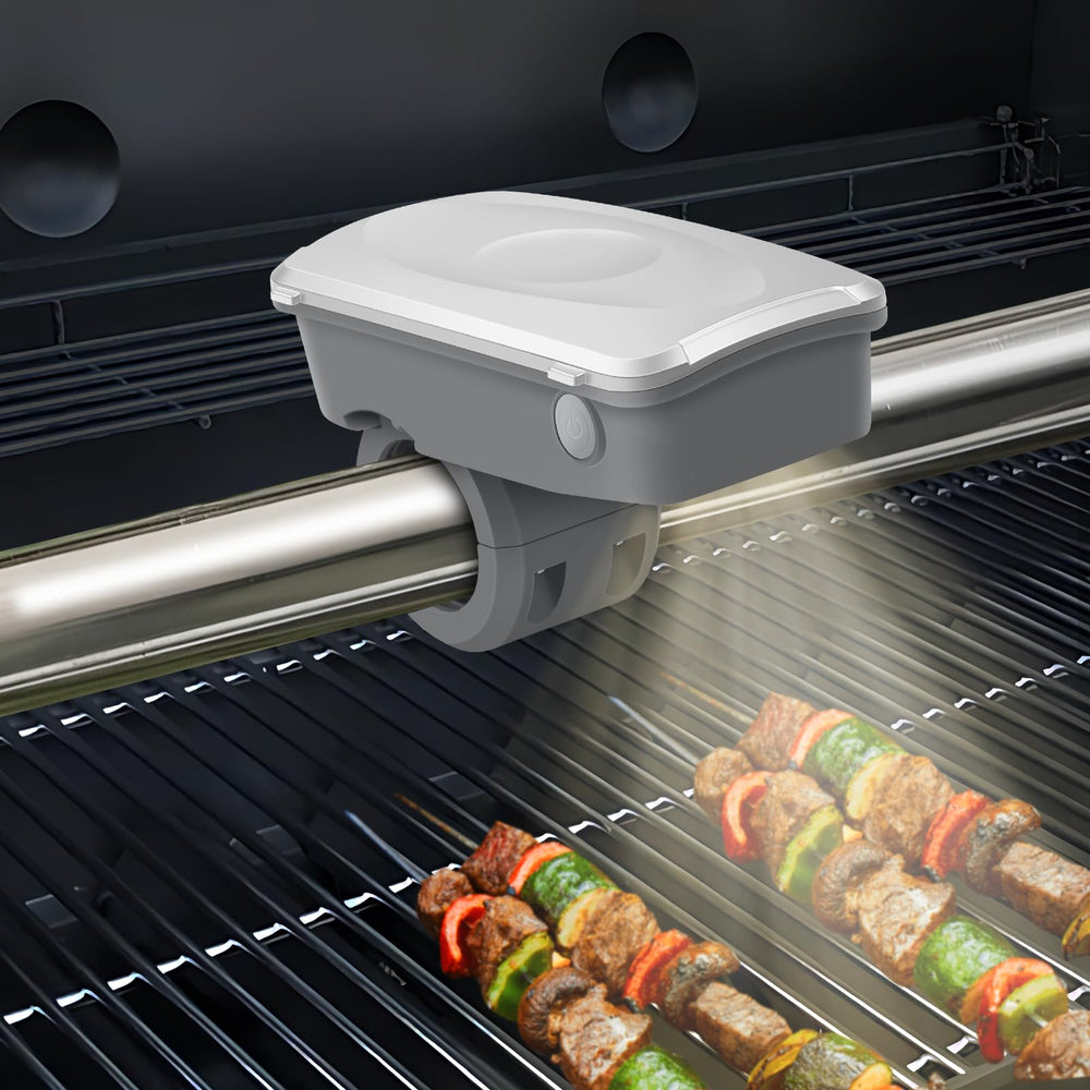 MIYOLO front view showing compact dual LED unit and clamp, bright benefit