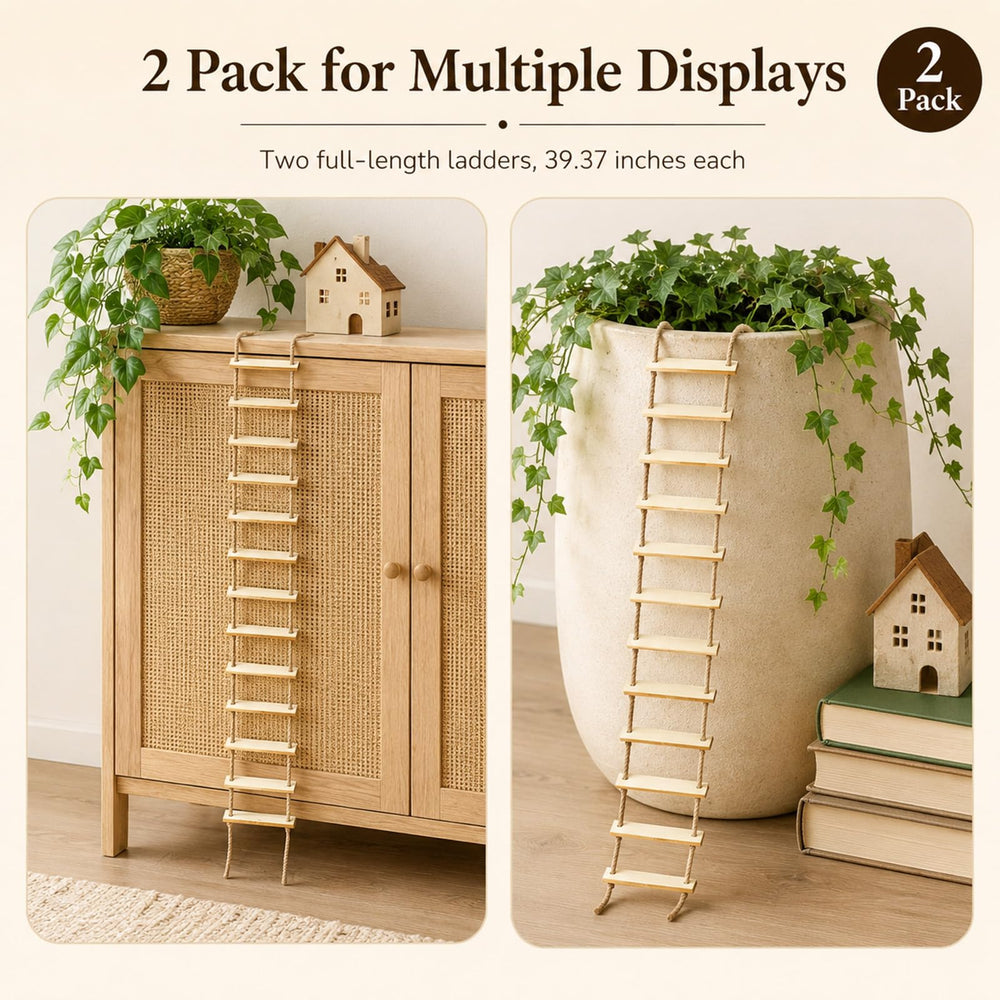 MOCCOOL ladder draped over planter adding vertical interest benefit