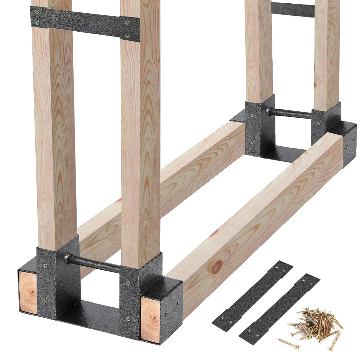MOFEEZ front view assembled rack showing stable wood storage and neat stacking