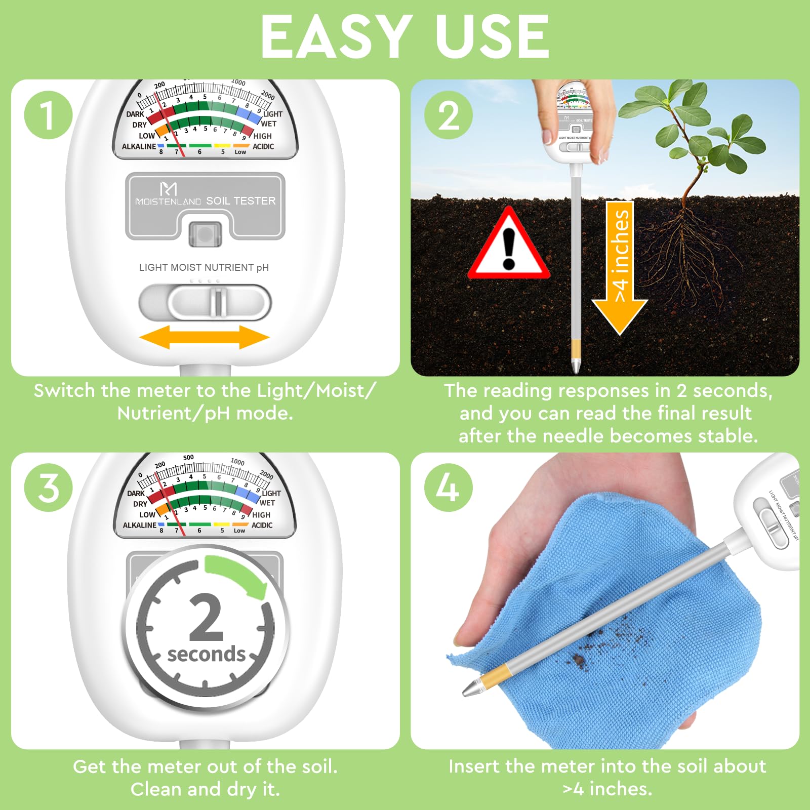 moistenland packaging and guide showing included plant care guide benefit