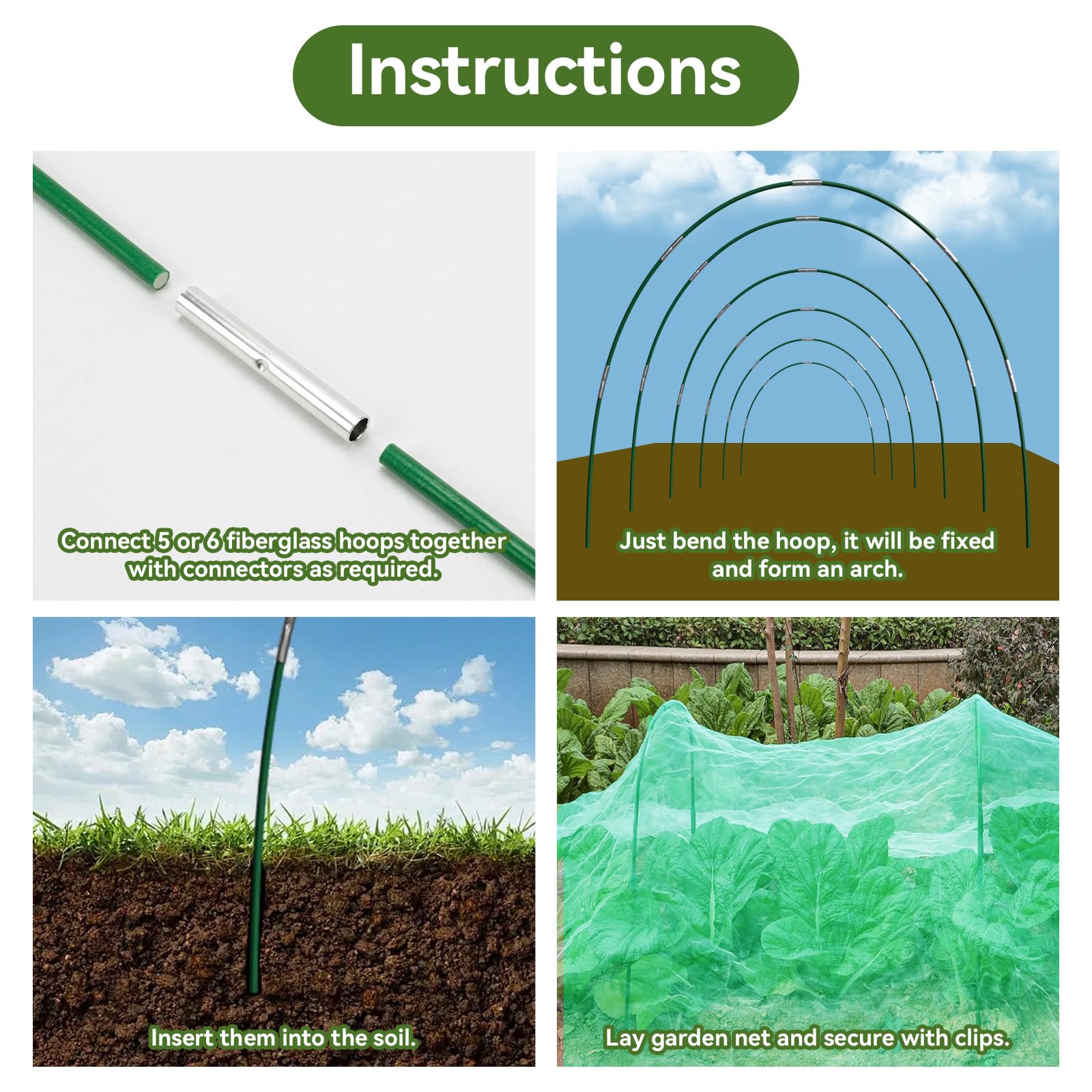 Monirsen plastic clip fastening net to hoop providing windproof security