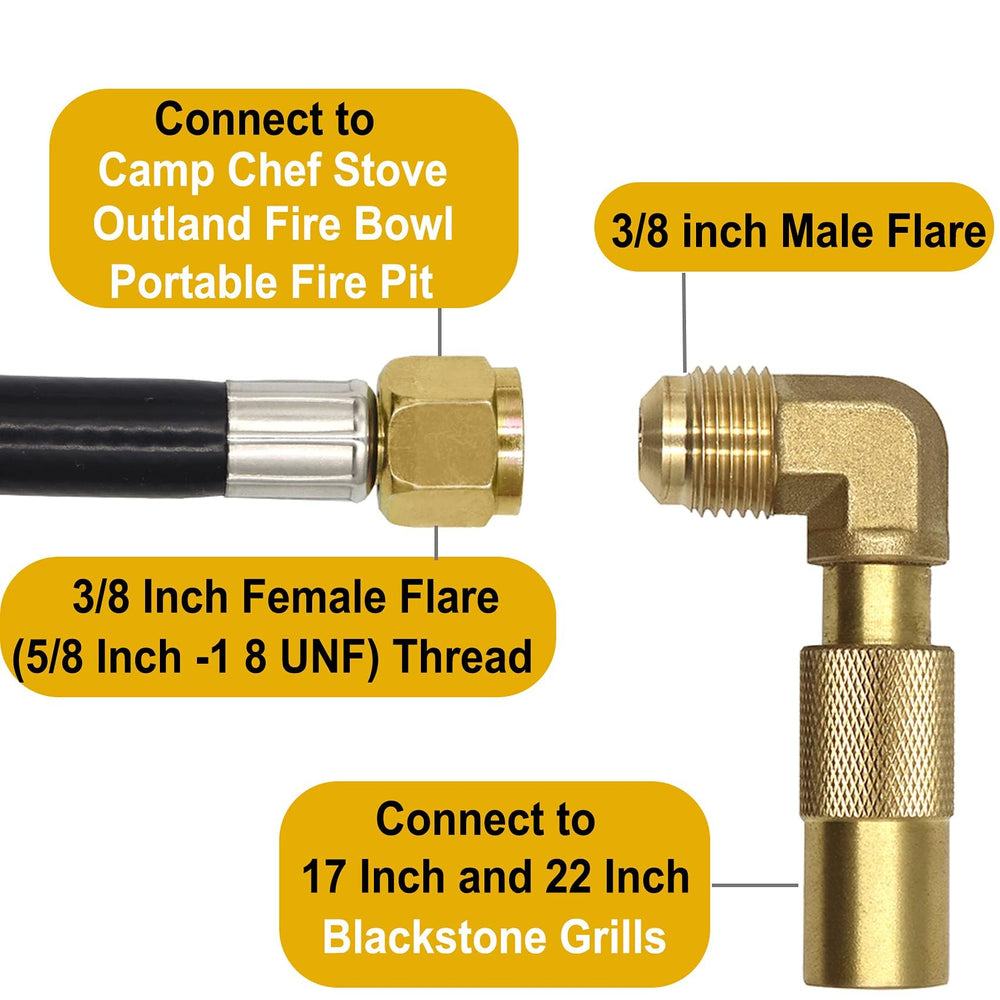 MONKEMON full 10ft propane hose laid out showing reach and flexibility