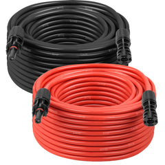 MOOKEERF front view of red and black 50ft cables showing labeling and build quality