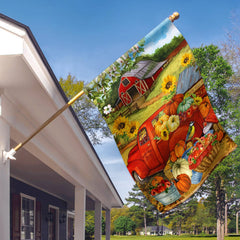 Morigins detailed view of pumpkin and truck art emphasizing cheerful design