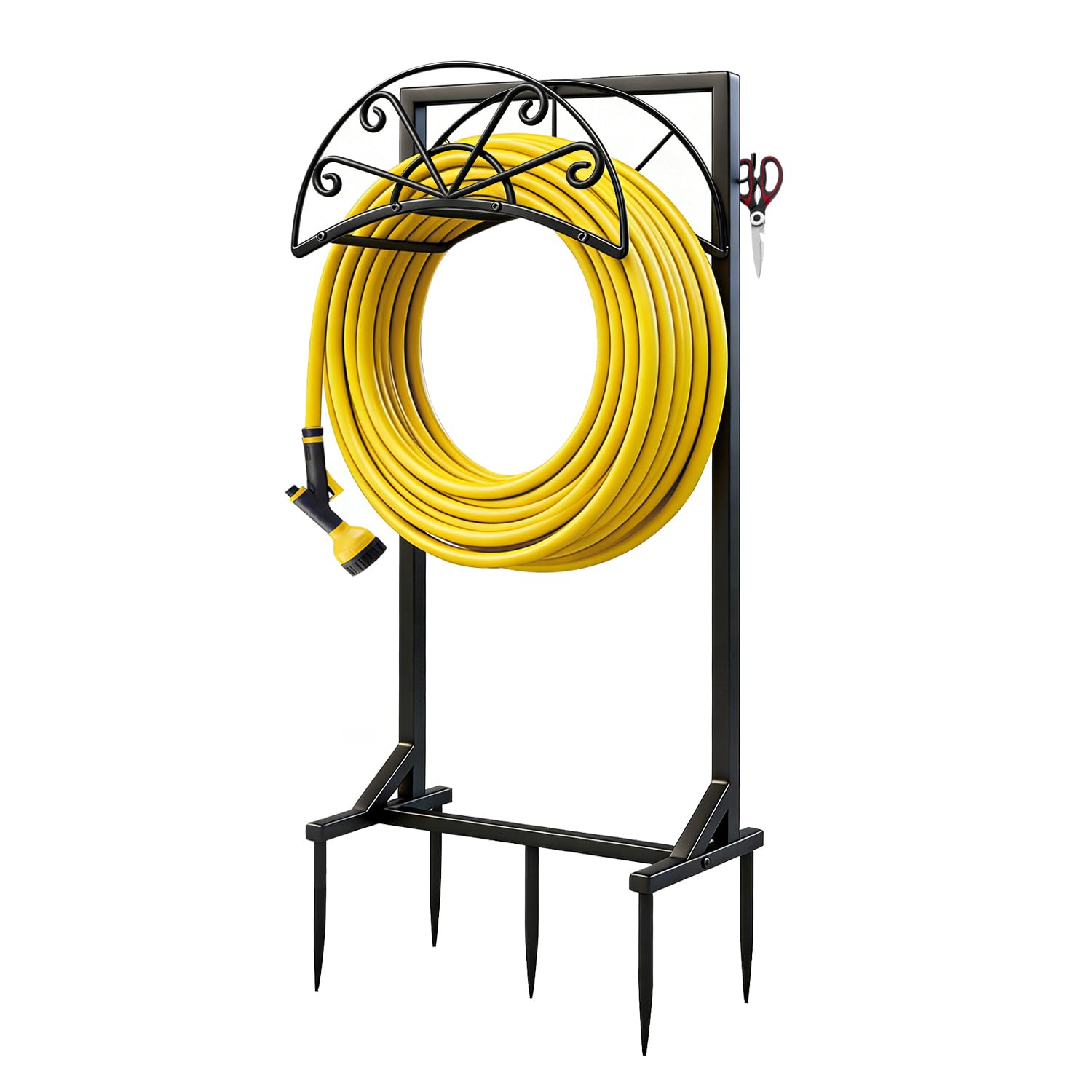 MOSIKEN front view showing stable freestanding hose holder and organized hose