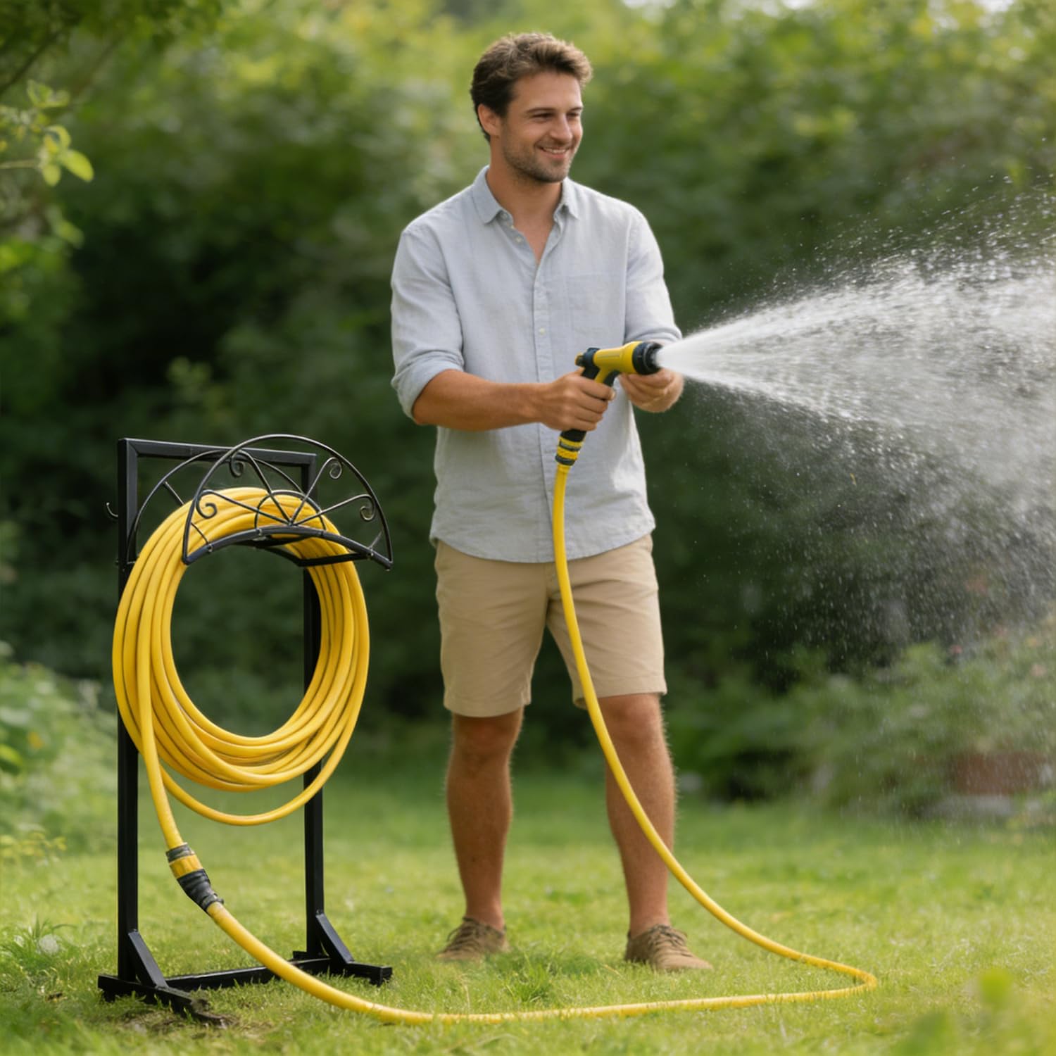 MOSIKEN next to a 150ft hose illustrating capacity and scale