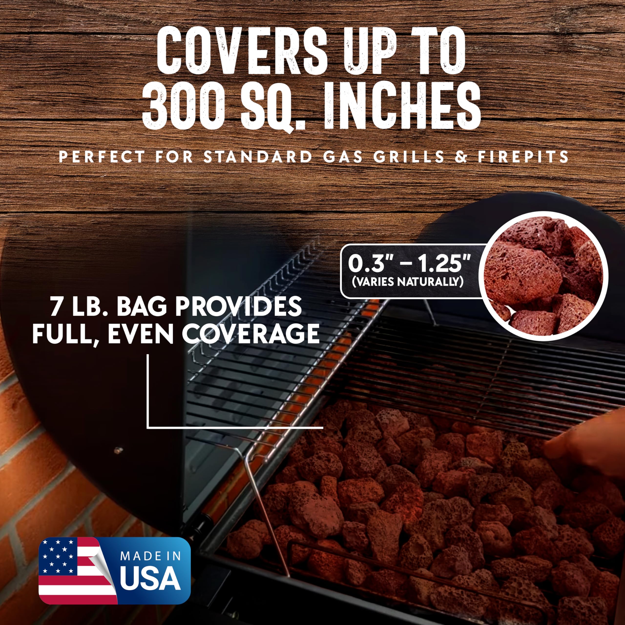 THE FRYOILSAVER COMPANY fire pit with lava rocks radiating even heat across table