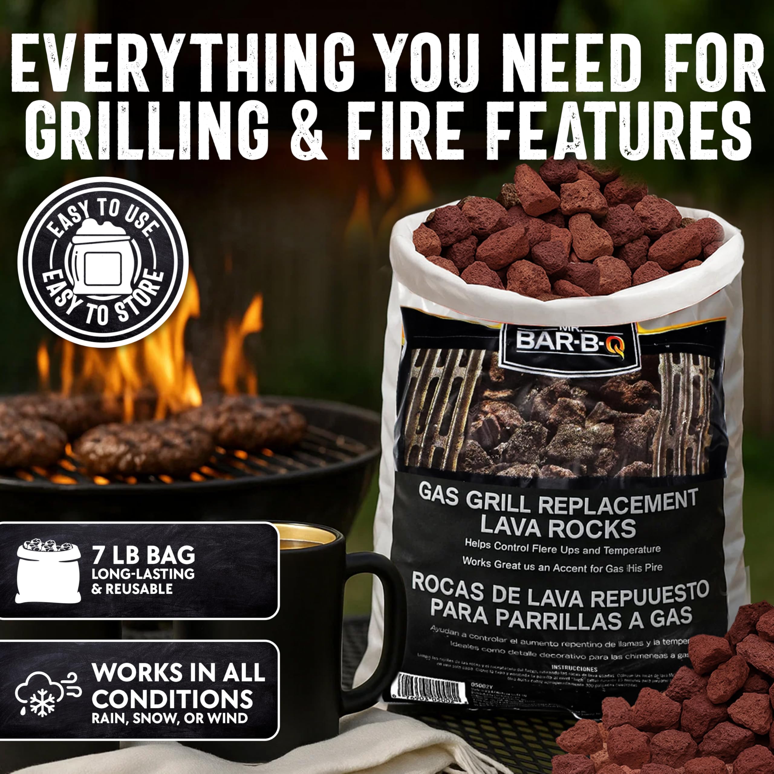 THE FRYOILSAVER COMPANY lava rocks concealing burners and gas pipes for clean look