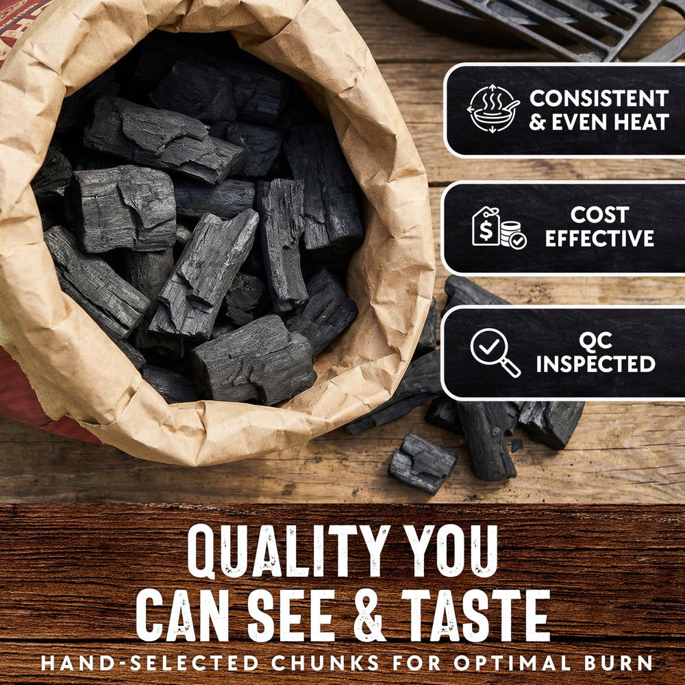 Mr. Bar-B-Q hot glowing coals illustrating long lasting burn and searing power