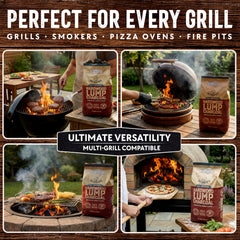 Mr. Bar-B-Q burning in kamado grill demonstrating steady high heat