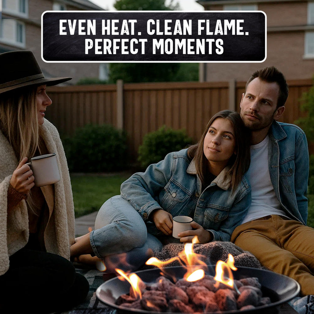 THE FRYOILSAVER COMPANY indoor fire bowl with lava rocks for low-smoke ambiance