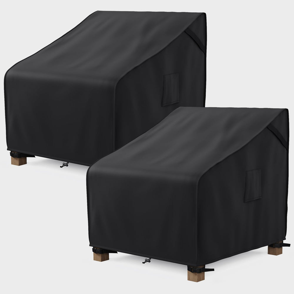 MR. COVER front view of black chair cover showing full waterproof protection