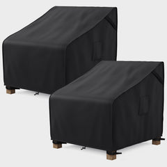 MR. COVER front view of black chair cover showing full waterproof protection