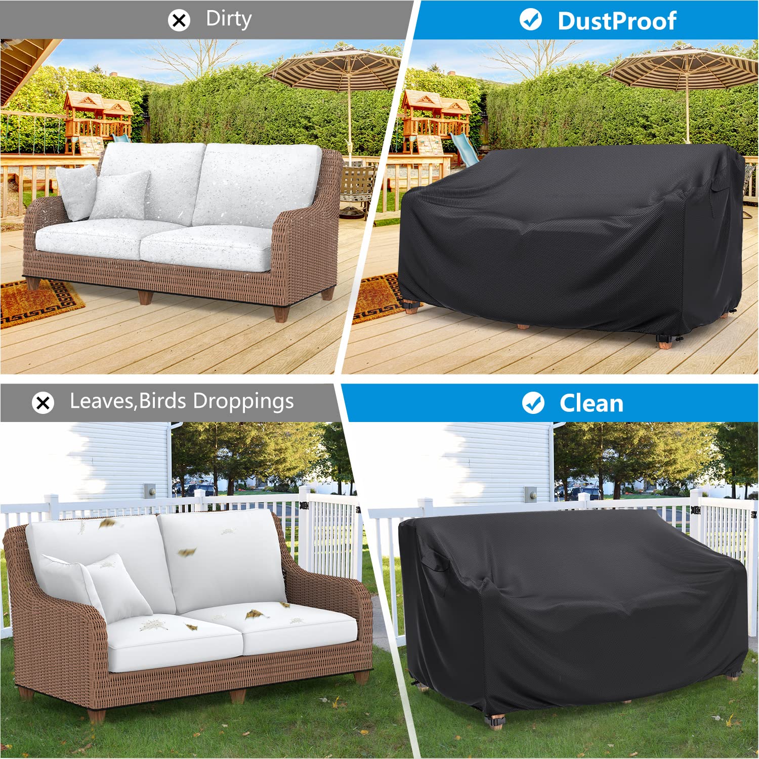 Mrrihand fastening straps and cord-lock secured to sofa legs for wind protection