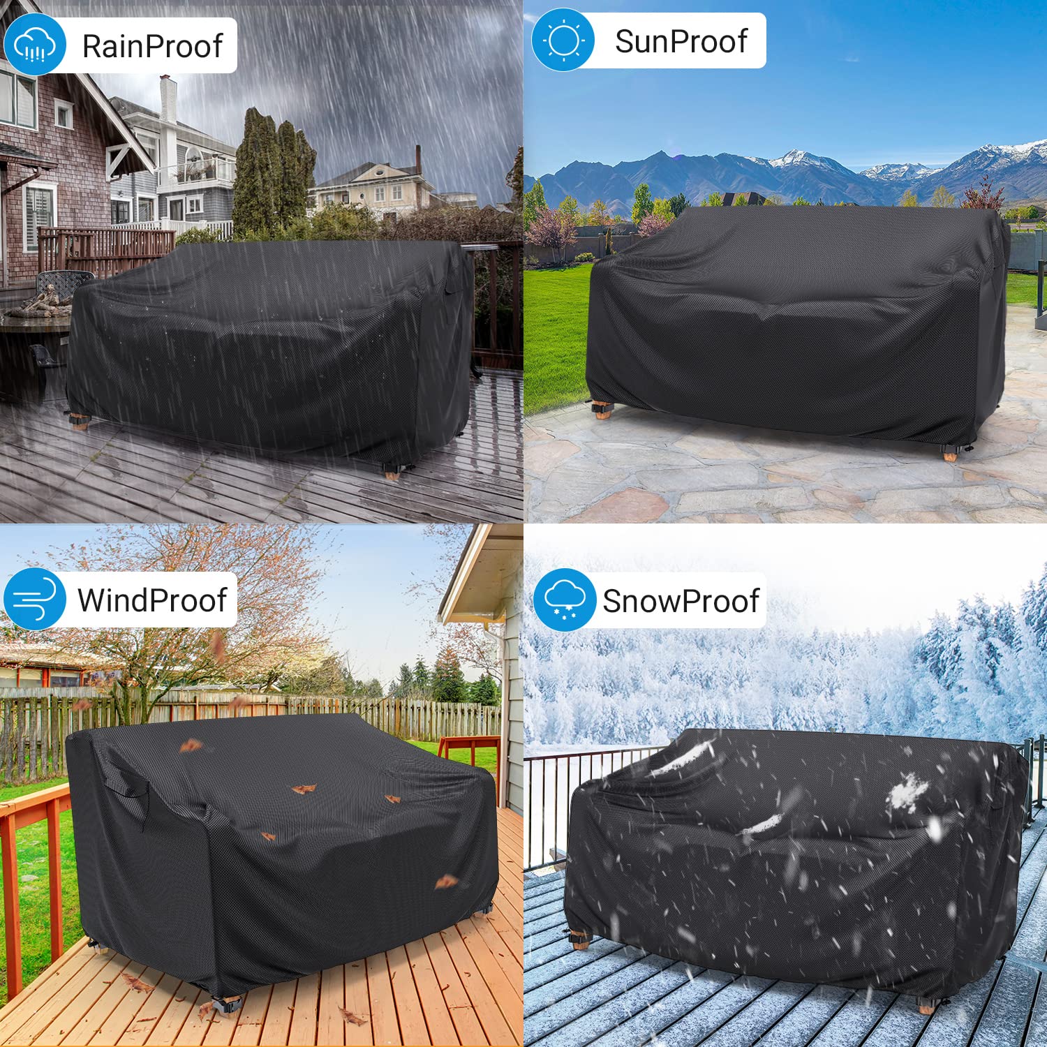 Mrrihand cover in a patio setting protecting sofa from sun and rain outdoors