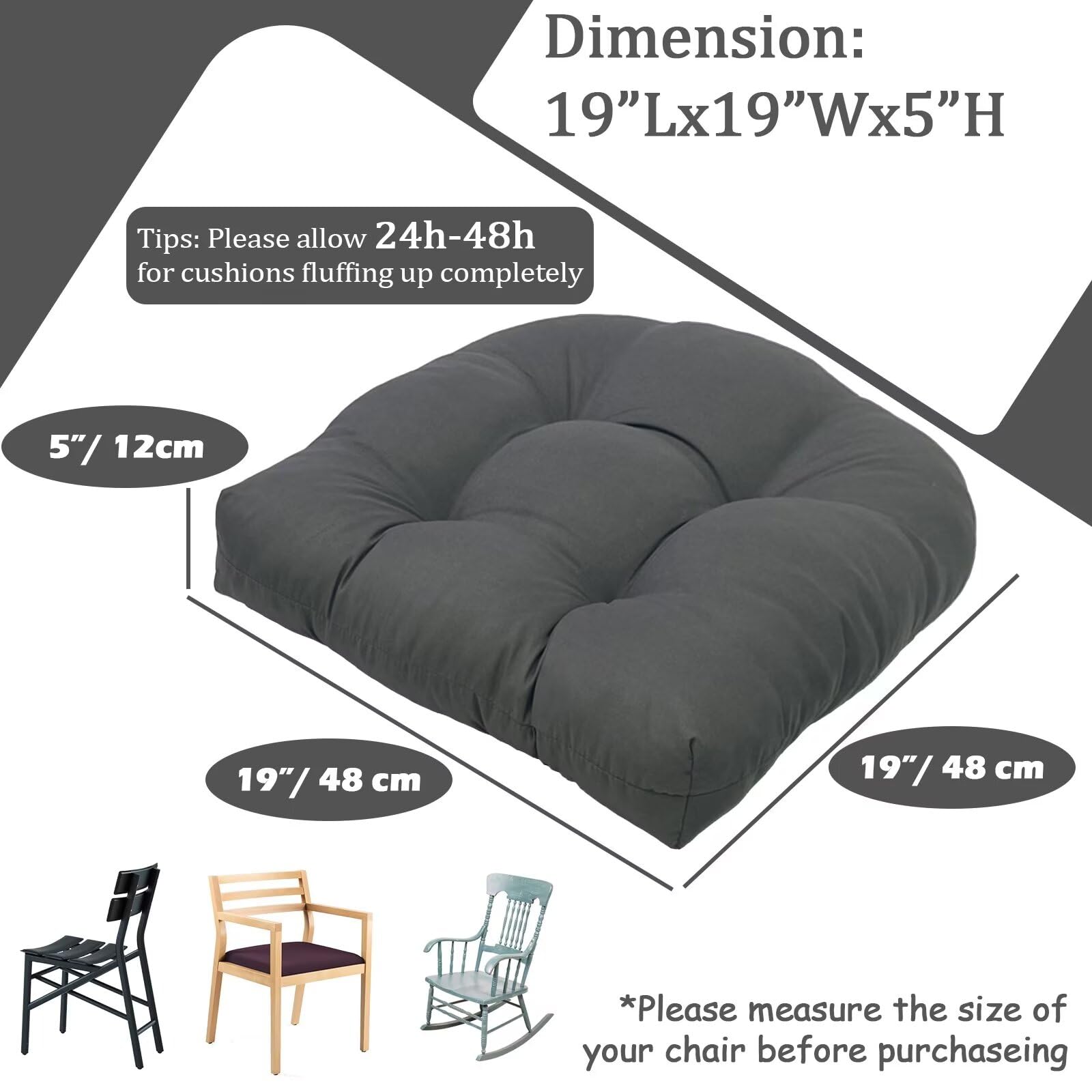 MTMR cushion beside dining chair showing fit for standard seats