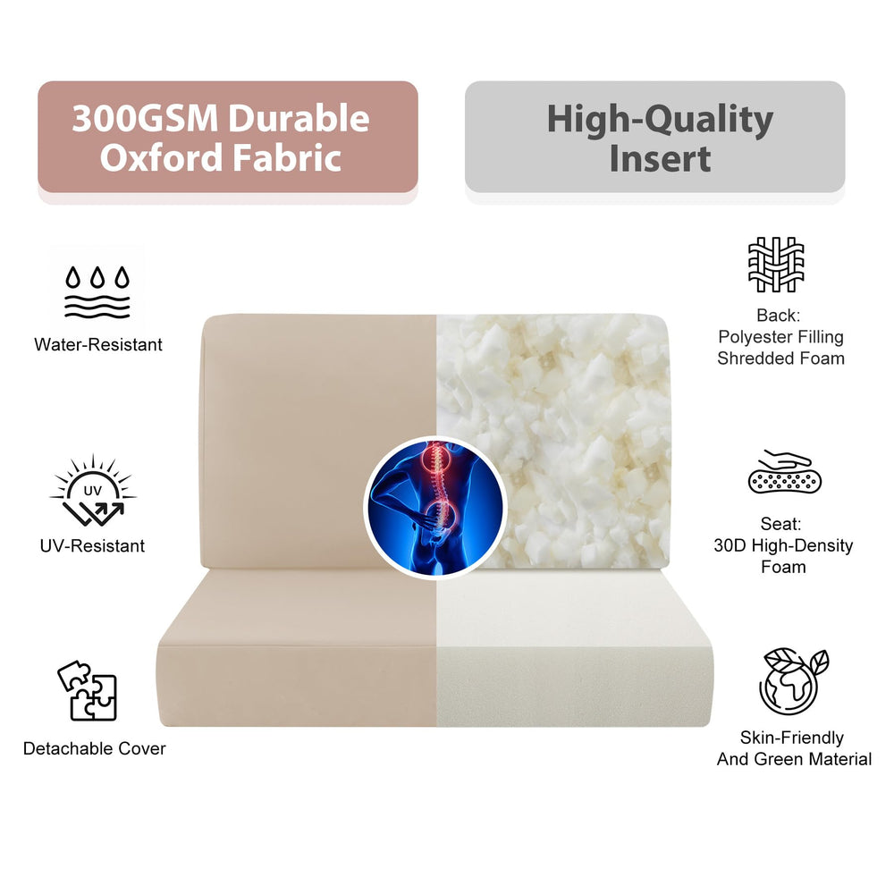MuaMelop underside detail with non-slip silicone dots and ties to keep cushions secure
