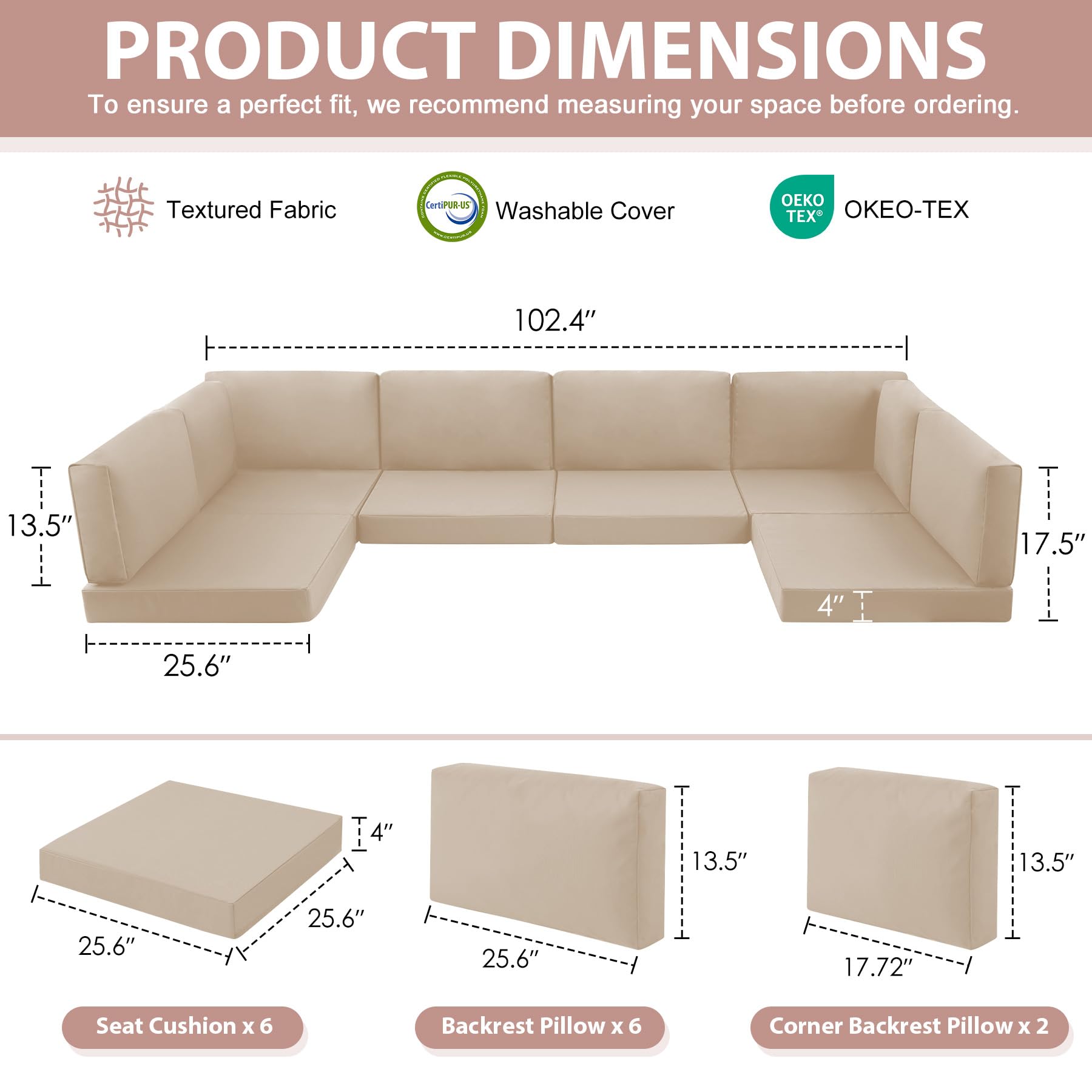MuaMelop close-up of 4-inch high-density foam seat cushion demonstrating firm support