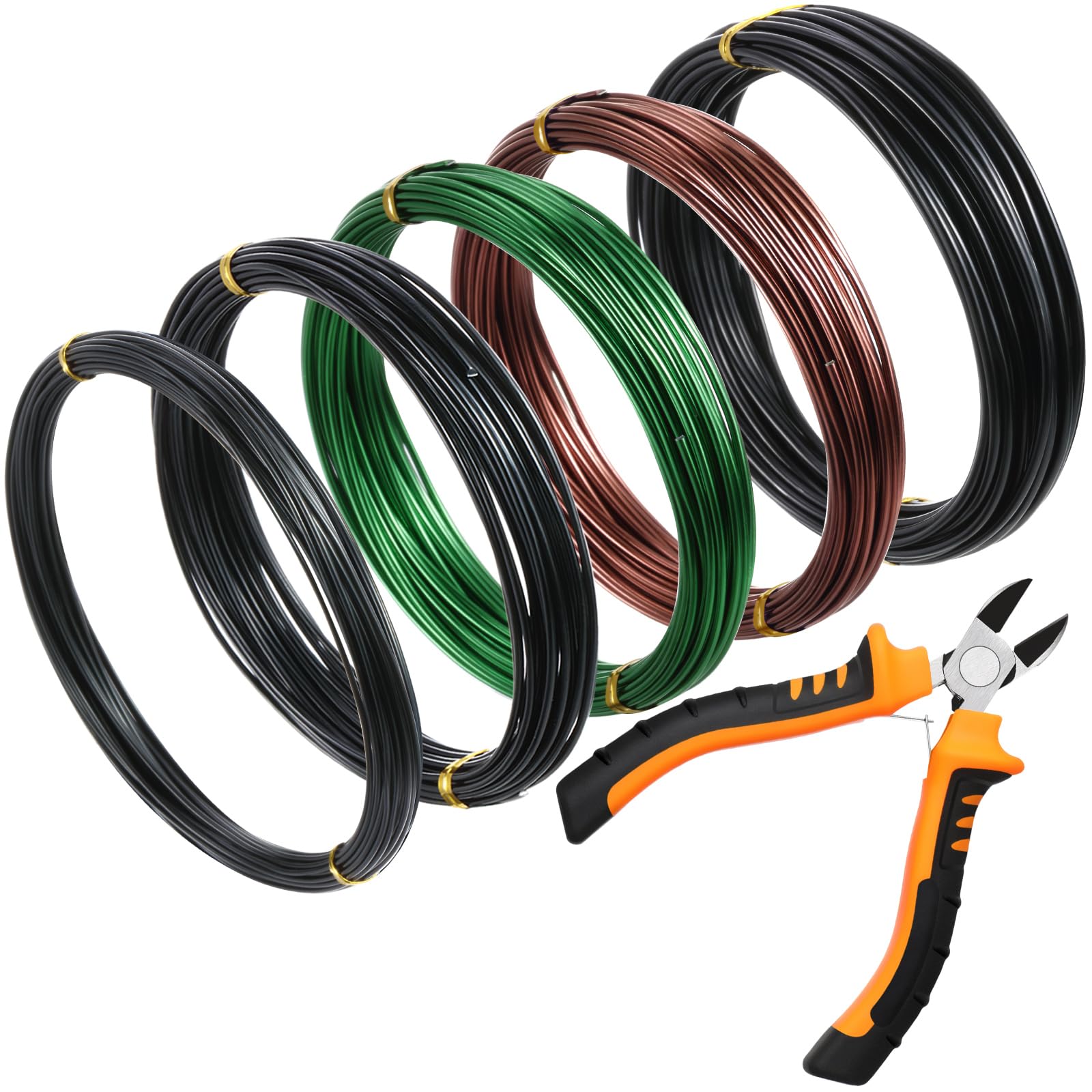 Mudder front packaging showing five aluminum bonsai wire rolls and cutter for organized training