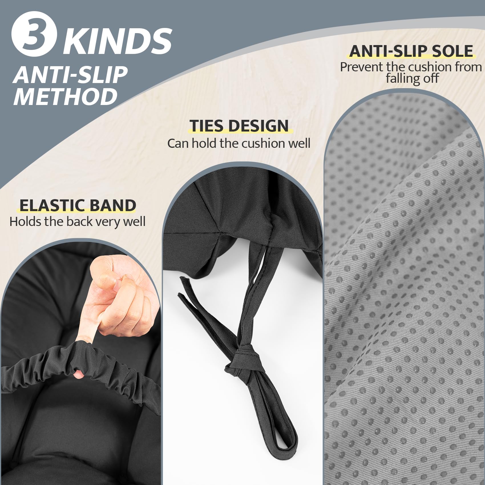 mudilun anti-slip ties and spring belt securing cushion firmly