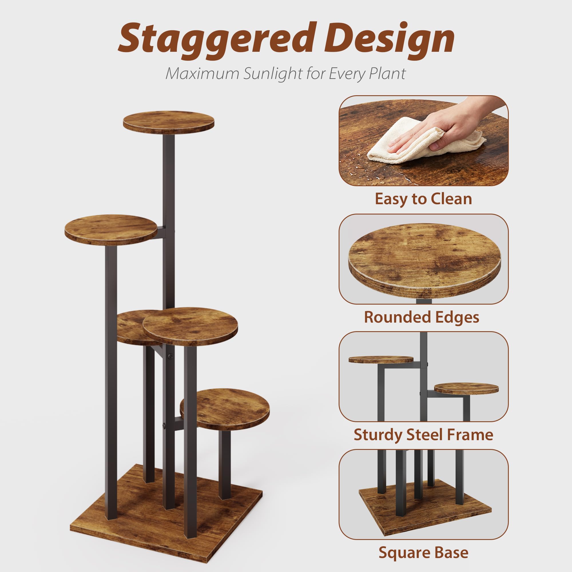 Mugovelo spiral tier detail showing staggered heights for better light exposure