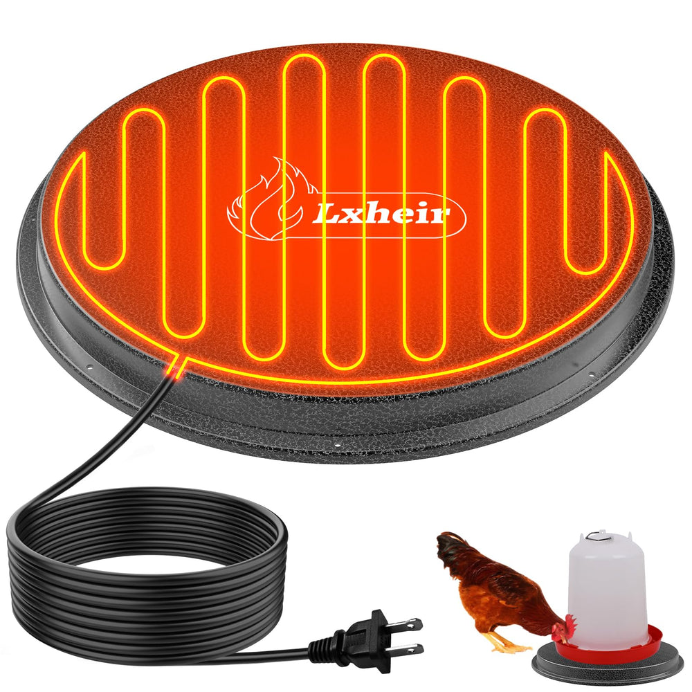 Myodal heated base front view showing solid platform and weatherproof design benefits