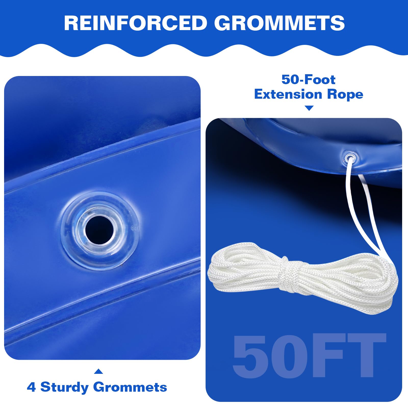 mysoler pillow next to hose showing 4x4 ft size and easy handling