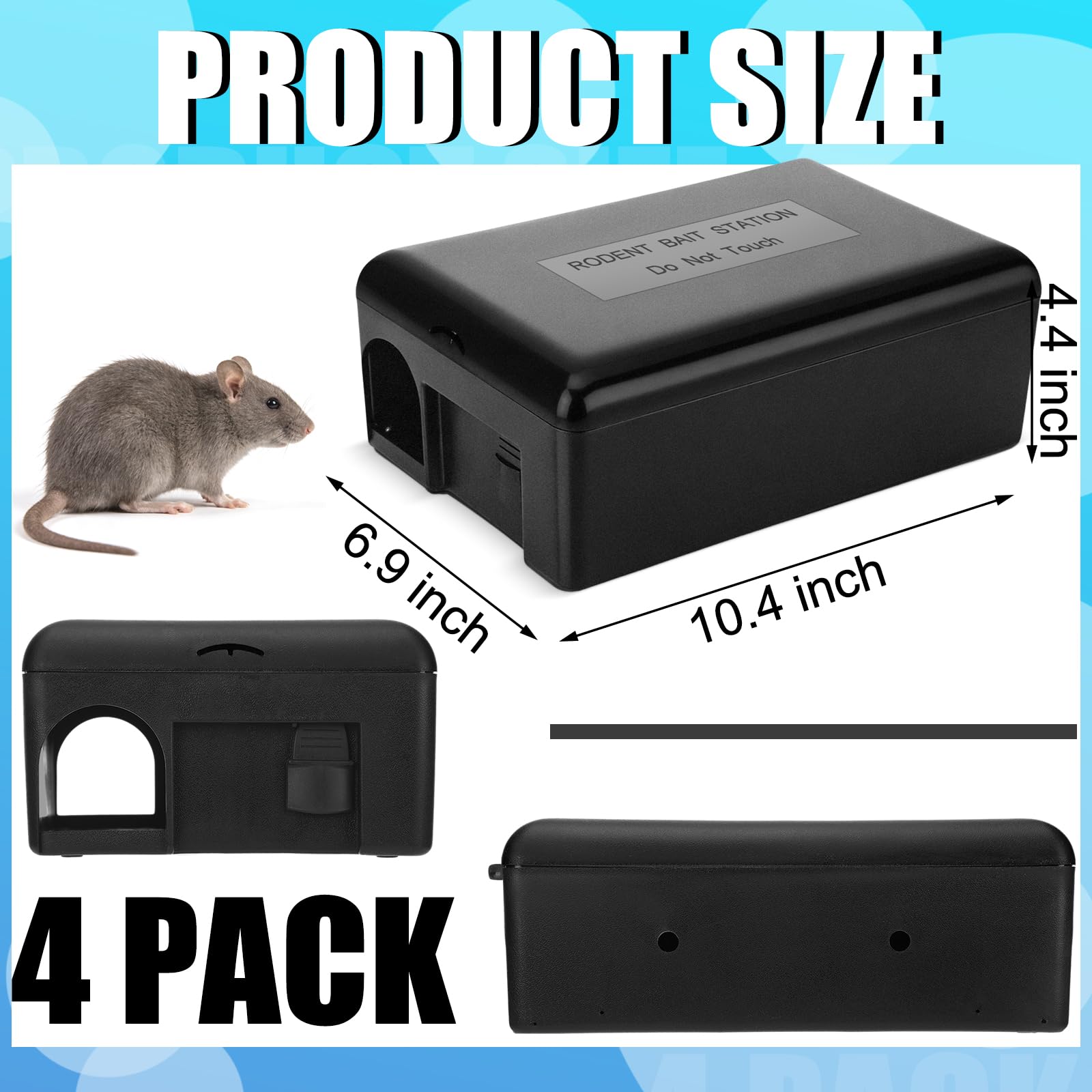 Mysora dual-entry side view highlighting rodent access and improved capture effectiveness