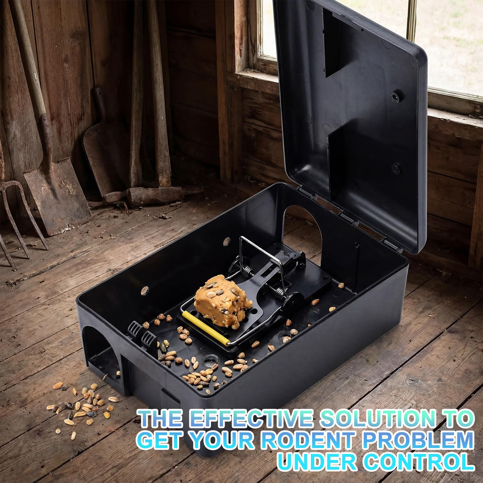 Mysora bait station placed near foundation demonstrating discreet, protected outdoor placement