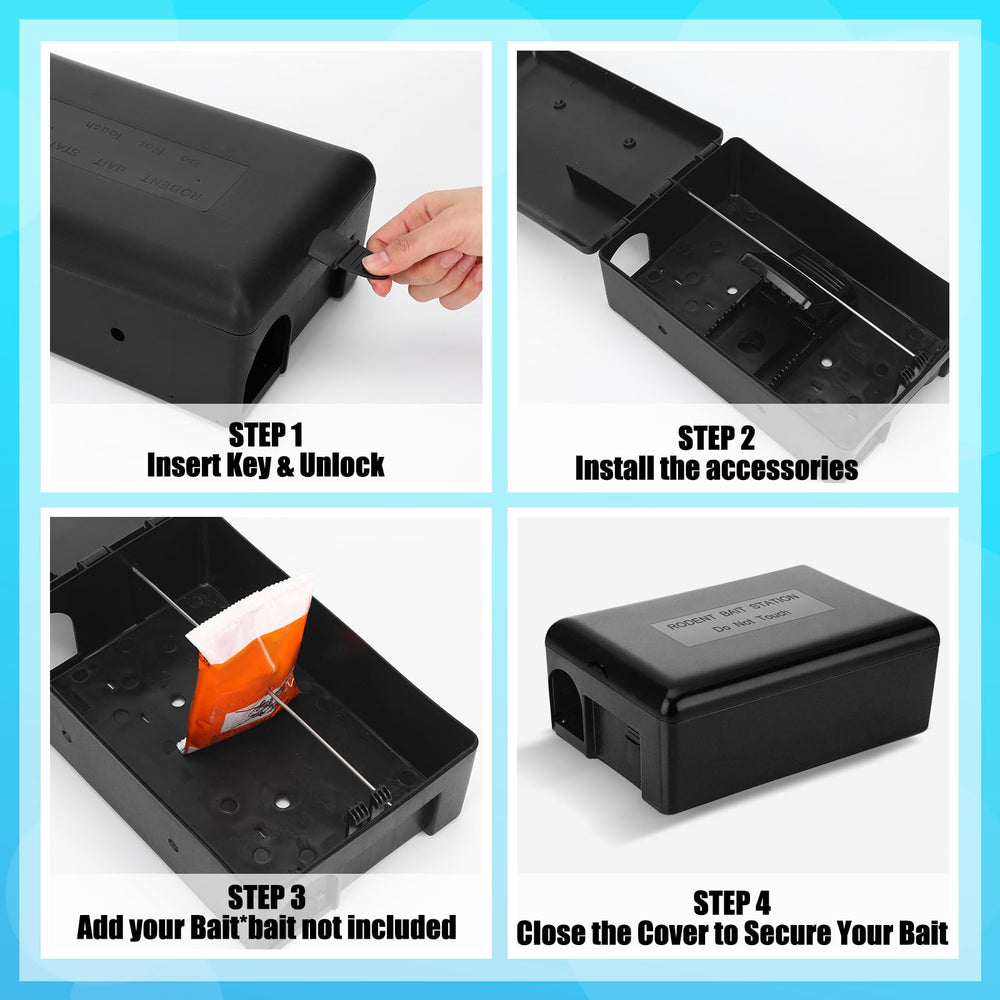 Mysora interior open showing 10.43x6.89x4.33 inch capacity for various baits and traps