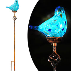 Naboher front view of light-blue bird stake showing shape and finish for curb appeal