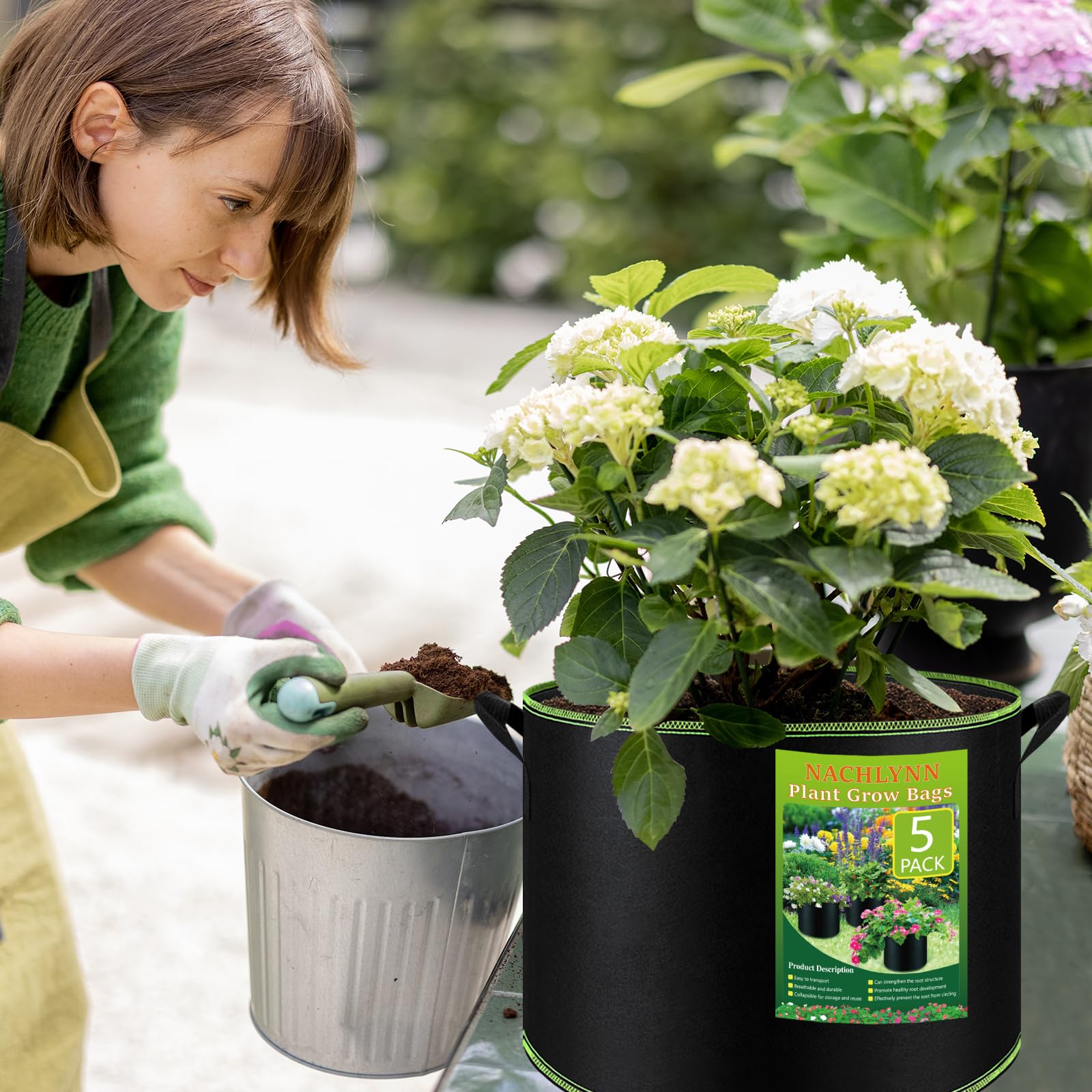 NACHLYNN folded grow bag stored flat to save space and prepare for next planting season