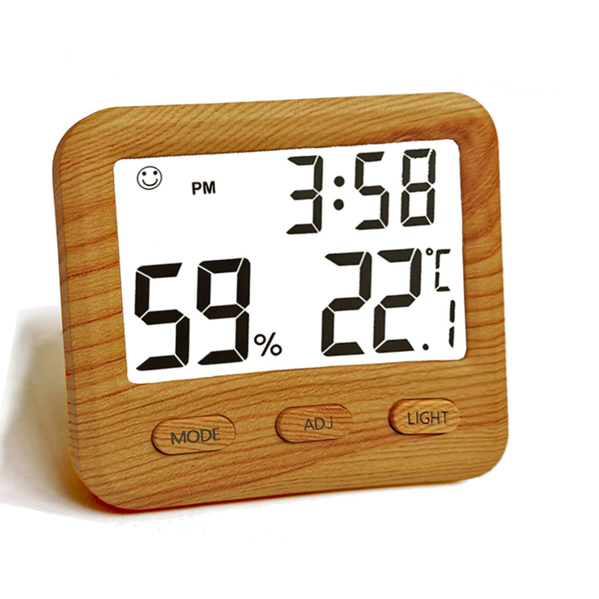 natome front display showing temperature humidity and clock for quick monitoring