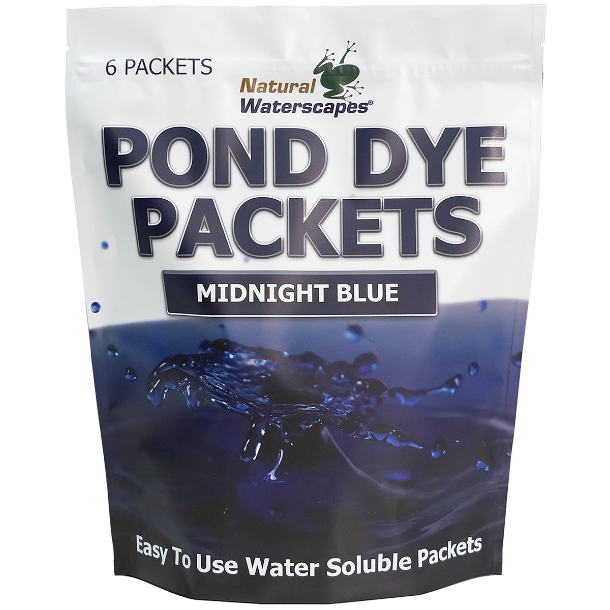 Natural Waterscapes front packaging showing six midnight blue dye packets and benefits