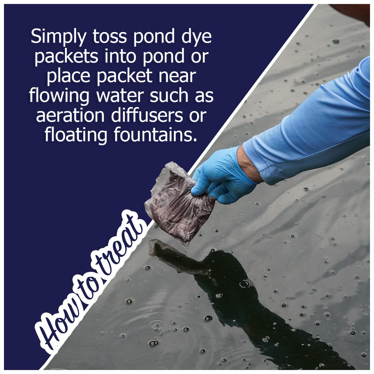 Soluble pack dissolving in water demonstrating Natural Waterscapes quick dissolution benefit