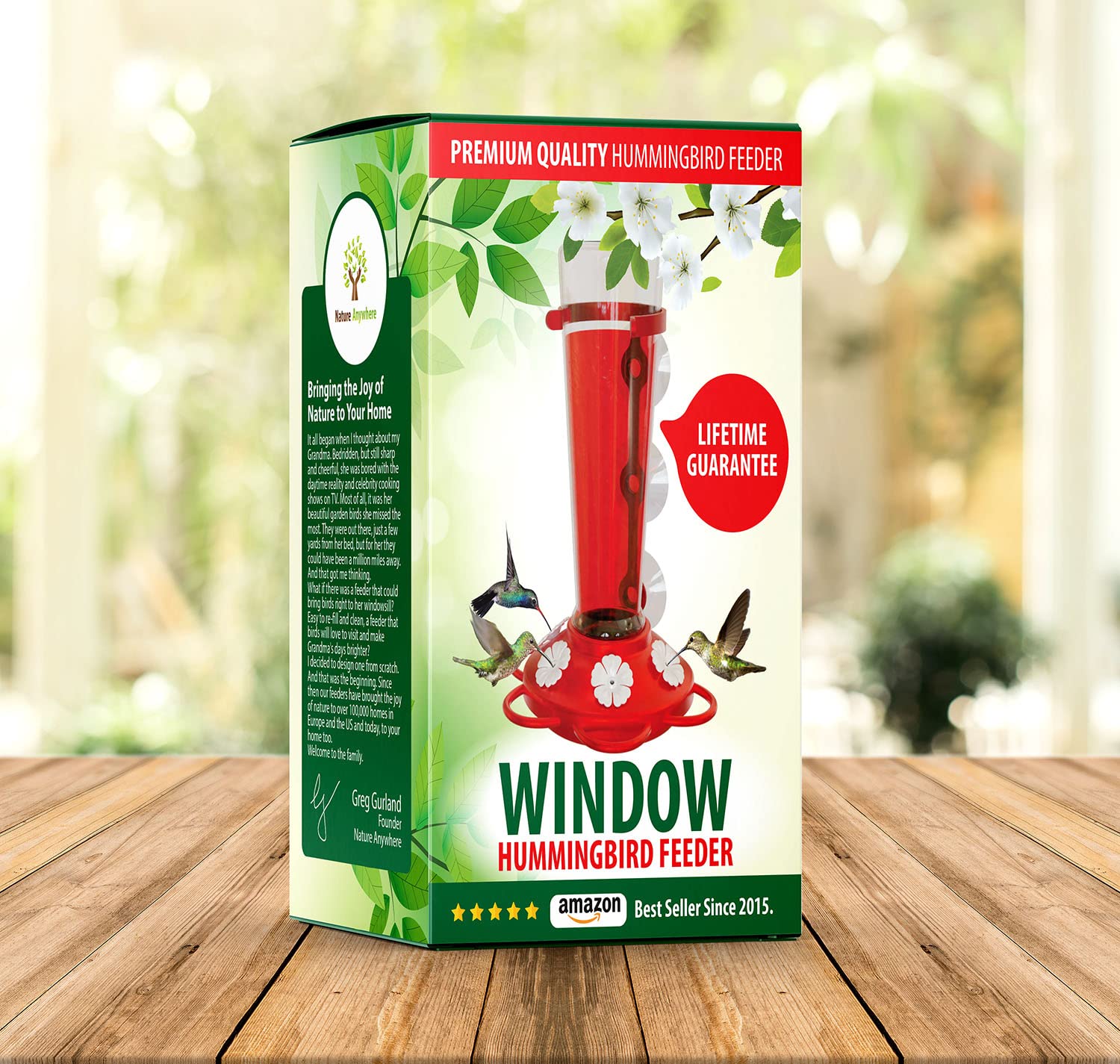 Nature Anywhere feeder mounted on home window showing wildlife watching lifestyle