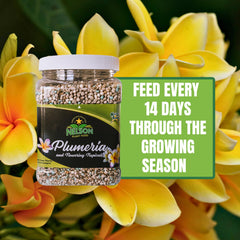 Nelson NutriStar spread in a tropical landscape bed supporting multiple flowering plants