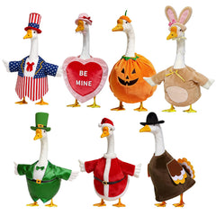 Nesfanchu front packaging of seven holiday goose outfits showing complete set and benefits