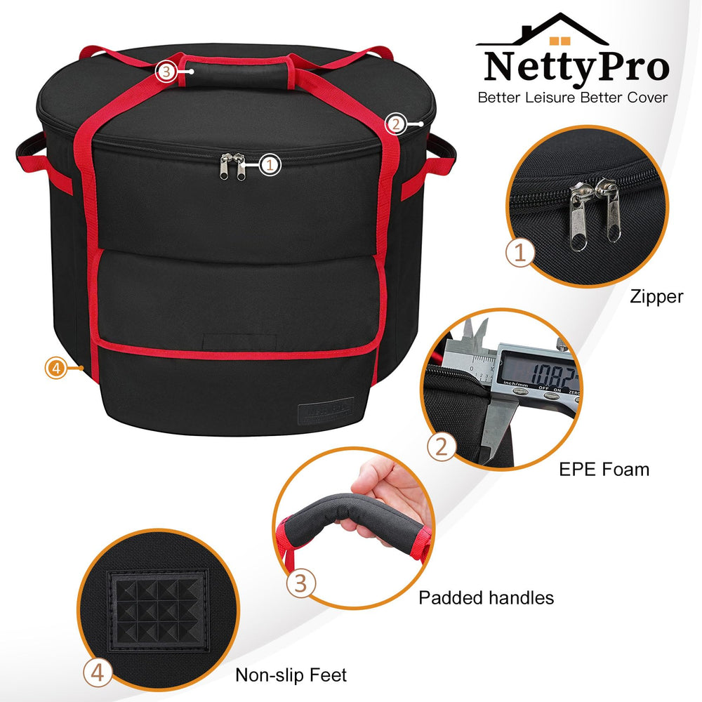 NettyPro base showing EPE foam and non-slip feet, impact cushioning and stability benefit