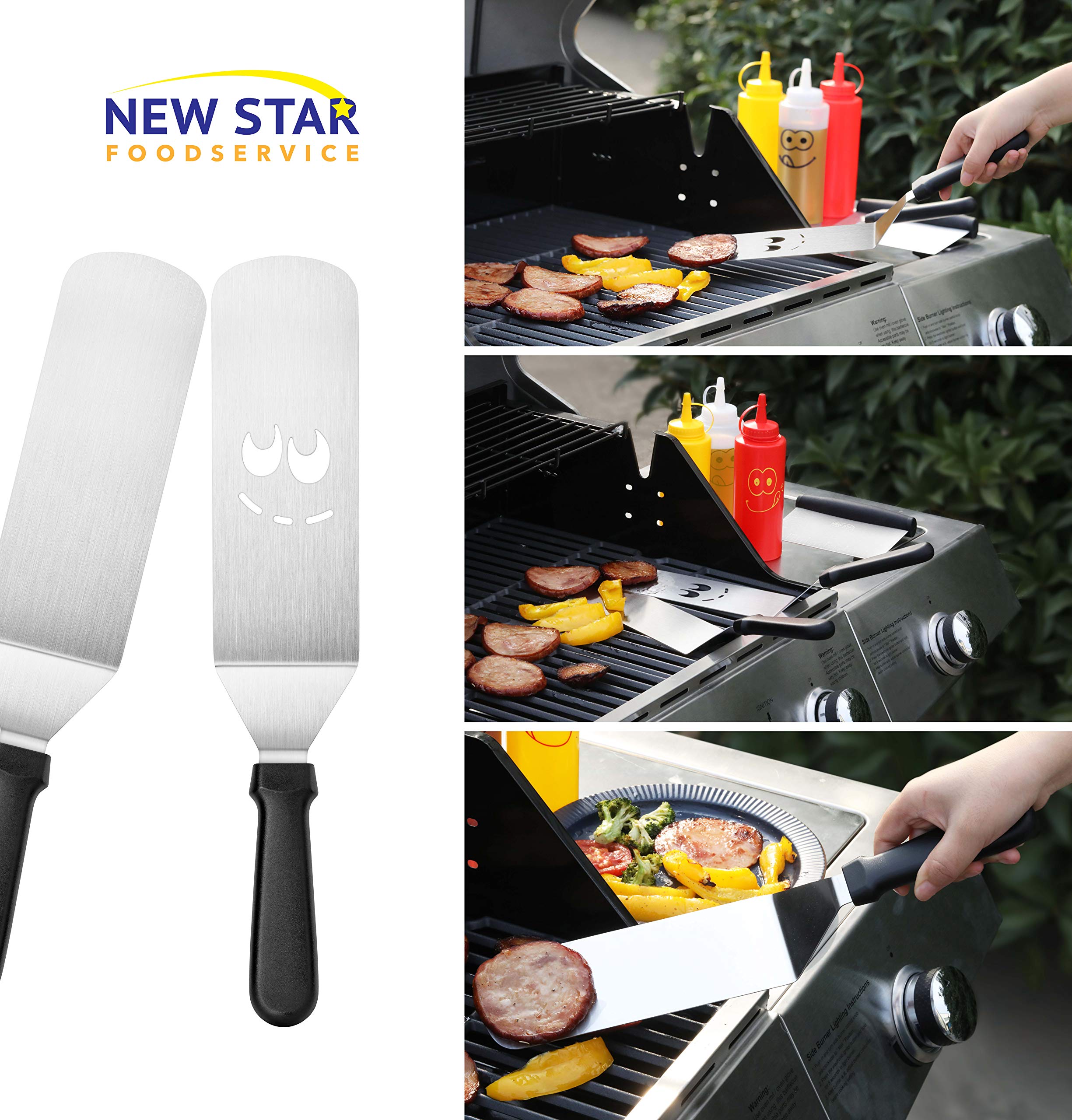 New Star Foodservice dough scraper close-up with inch and cm markings, precise portions