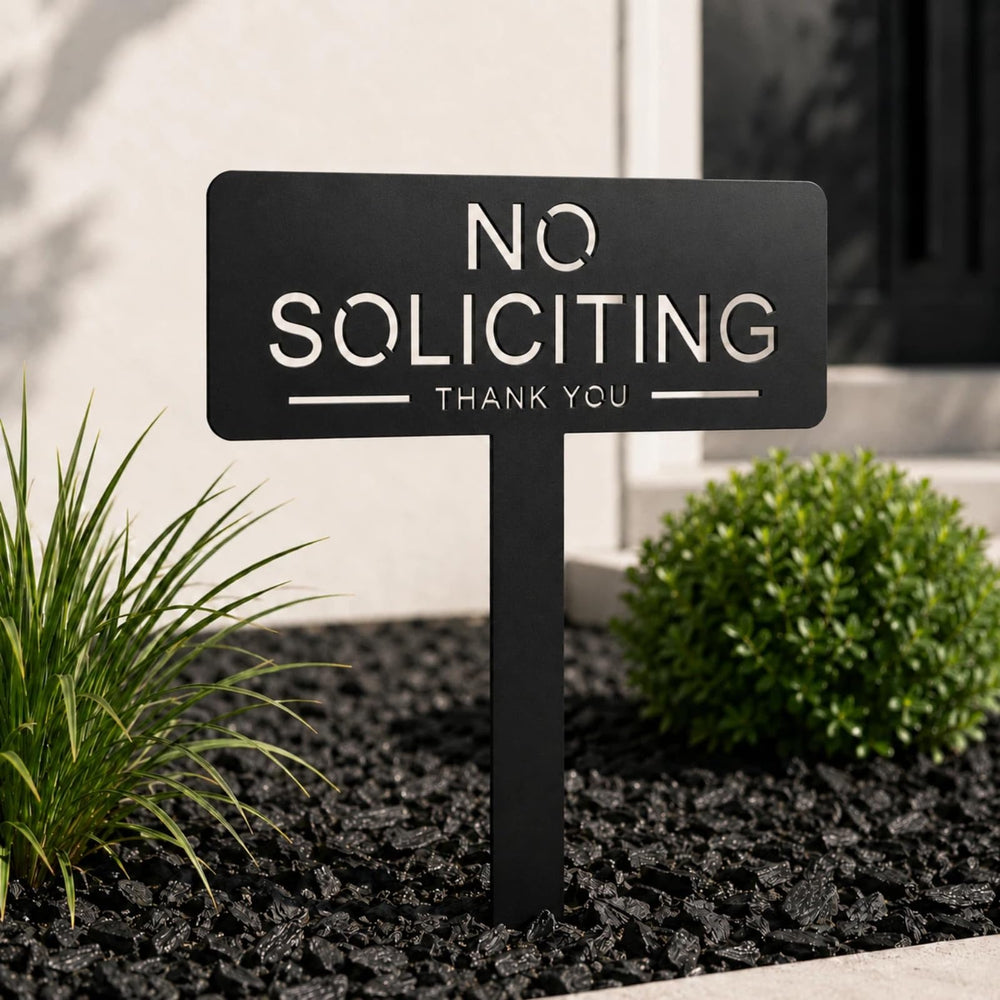NEWEK front view of no soliciting sign showing clear message and curb appeal