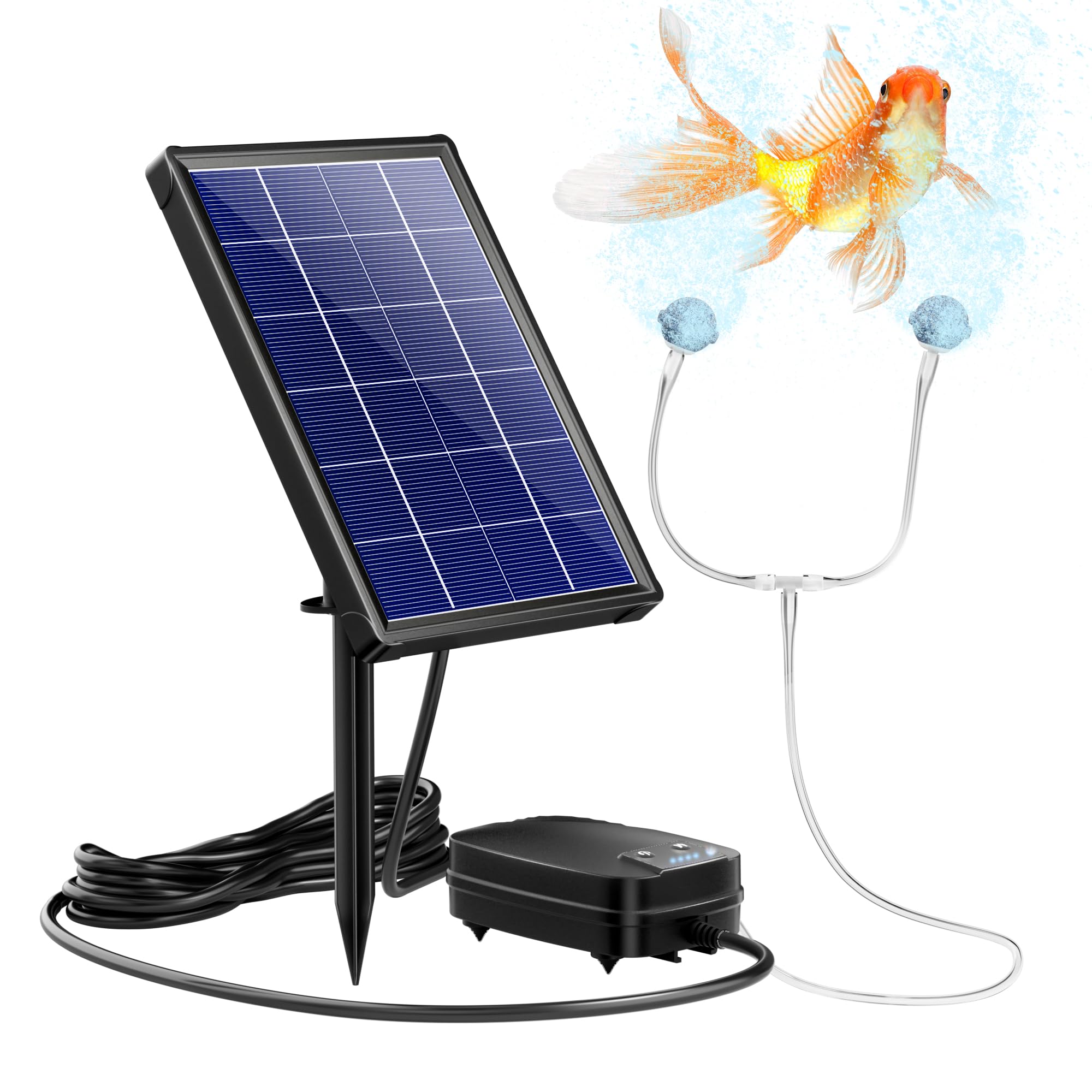 NFESOLAR front view showing compact aerator and benefit of easy outdoor setup