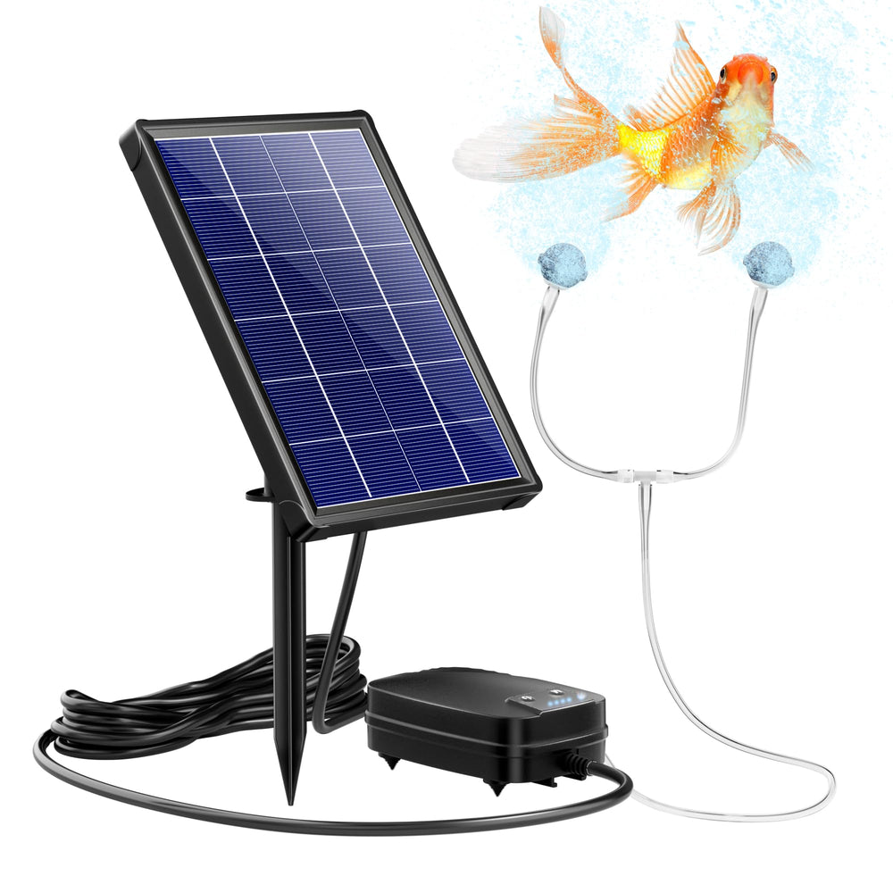 NFESOLAR front view showing compact aerator and benefit of easy outdoor setup