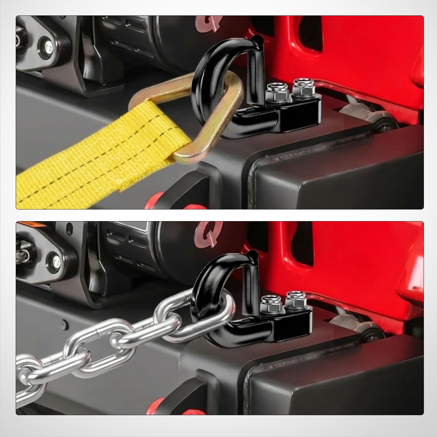 Nilight tow hook beside ruler showing dimensions and clear scale reference