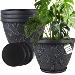 Nooulap front view 16-inch gray pot showing modern look and curb appeal