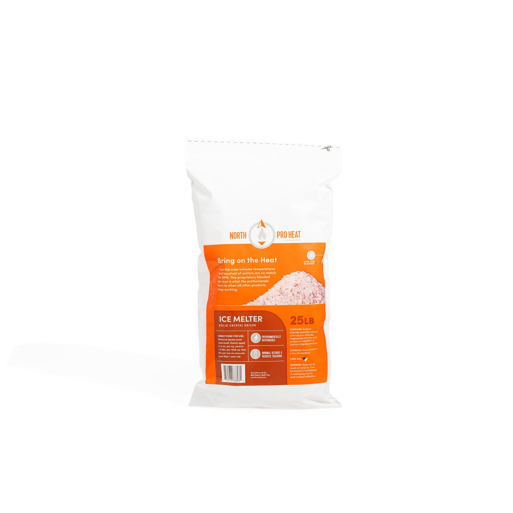 Northern Salt front bag showing resealable 25 lb packaging and clear labeling benefit