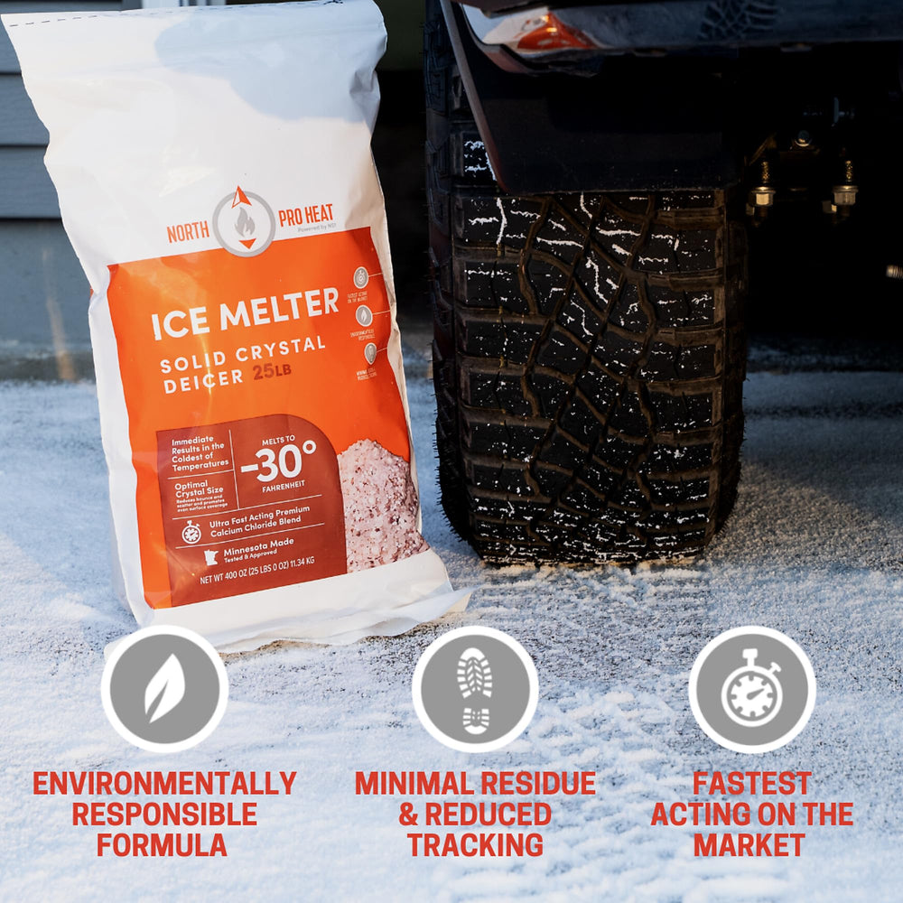 Northern Salt spread on driveway melting ice quickly for safer walking and driving benefit