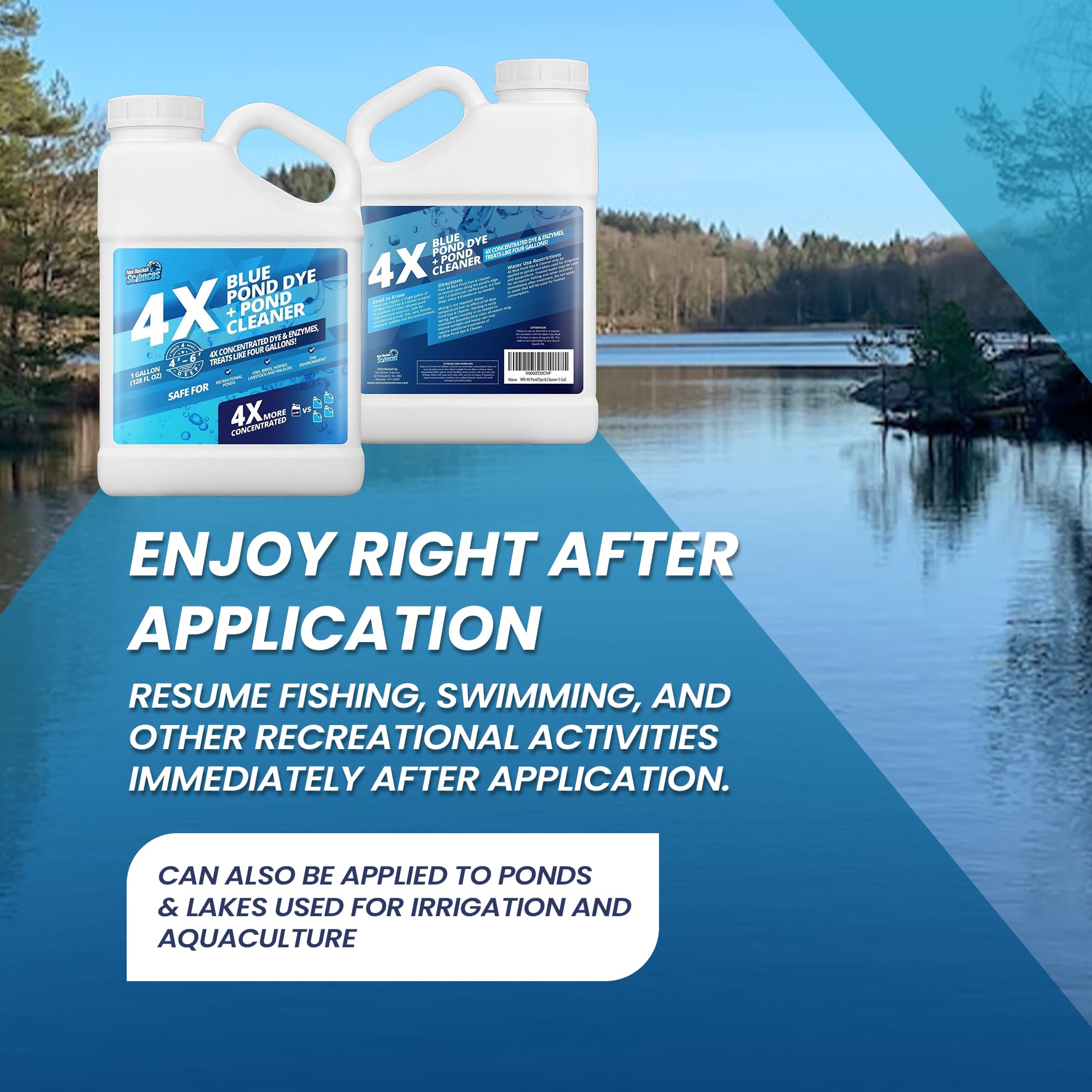 Not Rocket Sciences bottle by lakeside showing improved pond aesthetics benefit