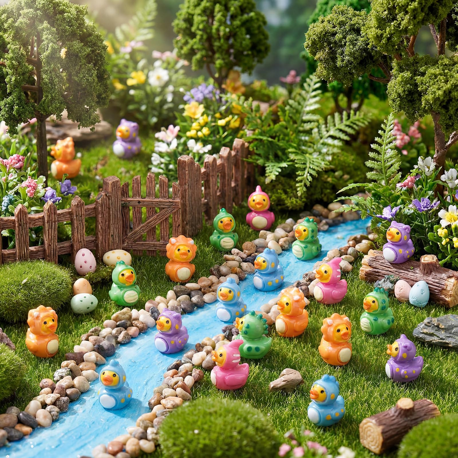 Novabright mini dinosaur ducks used as cake toppers adding playful accents